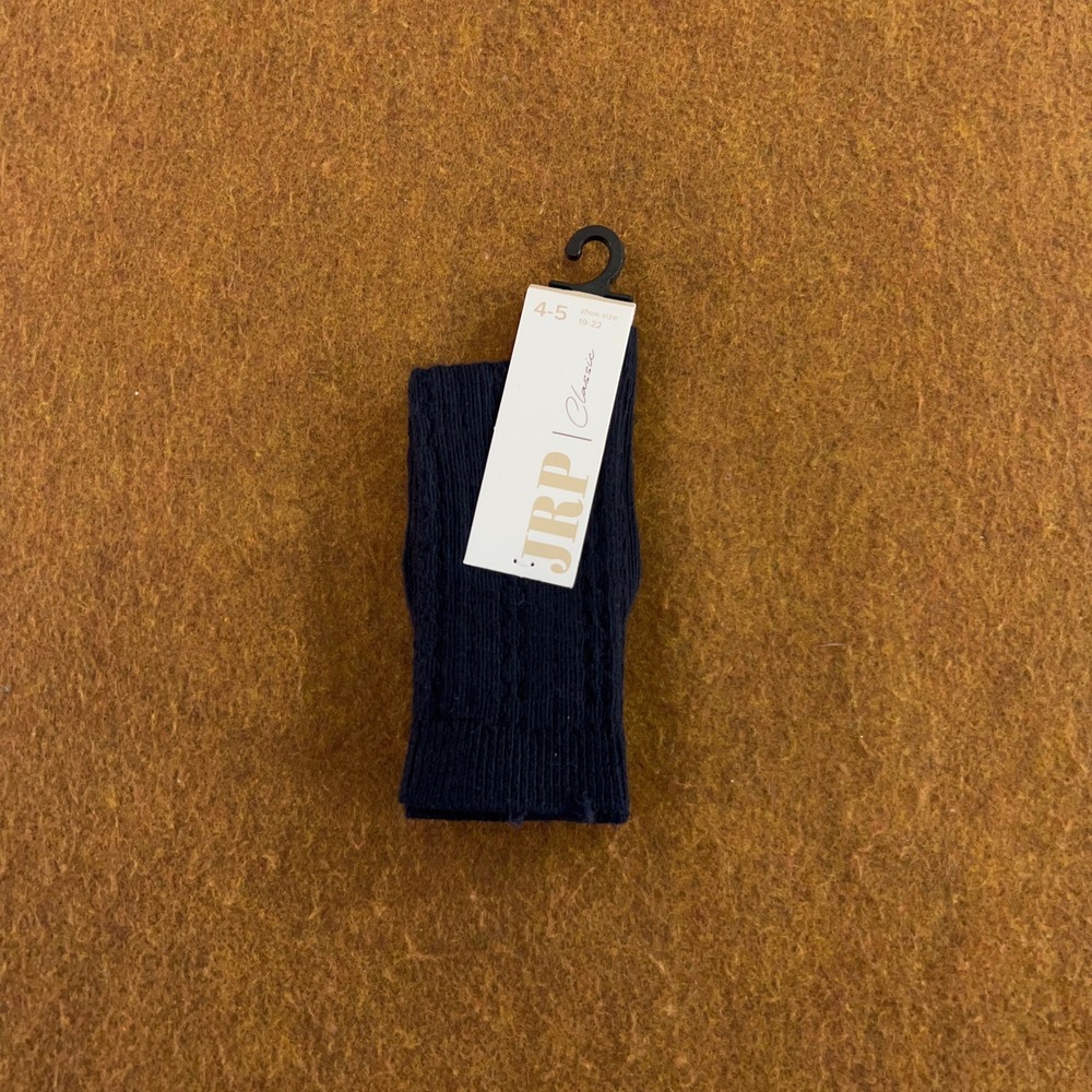 JRP Kids 4-5 Navy Blue Cable Knit Classic Crew Socks NWT